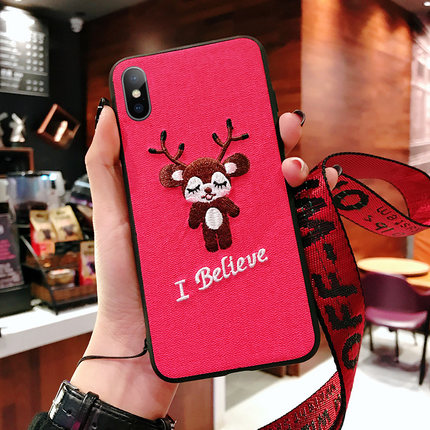 2019苹果X手机壳刺绣新款女大红色xsmax中国