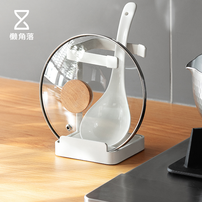 Lazy corner Home kitchen countertop put pot lid pot spatula storage rack free hole sitting spoon shelf 66283