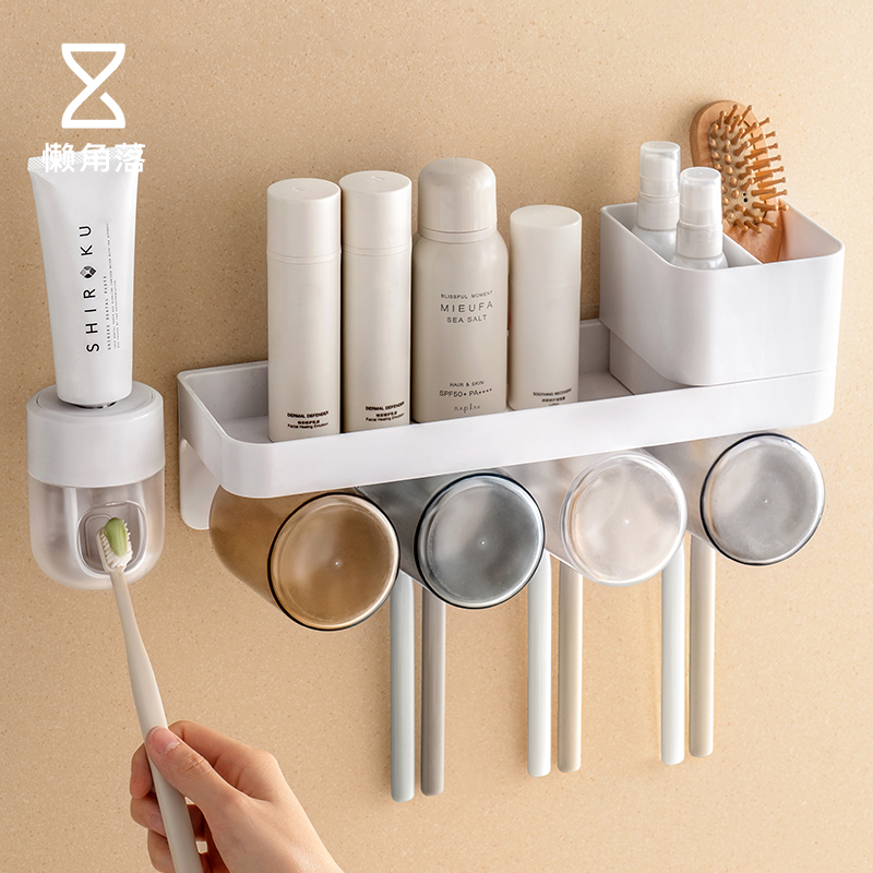Sloth Corner Tooth Cup Toothbrush Shelve Mouthwash Cup Holder Wall-mounted Free Punch Home Bathroom Makeup Room Containing box