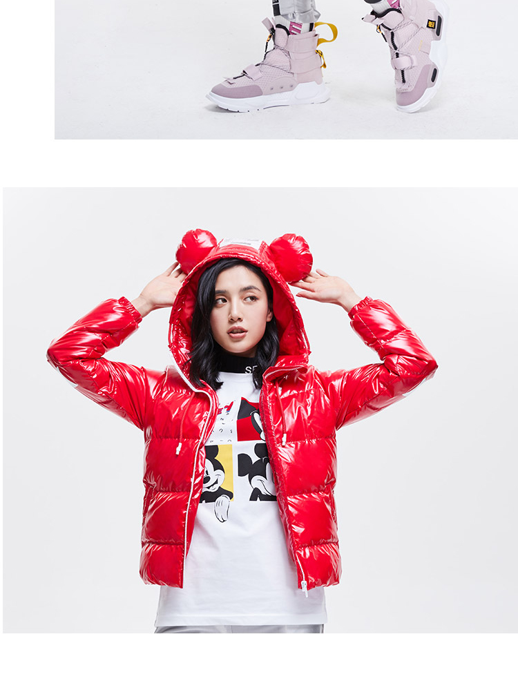 Li Ning Disney Mickey tên chung áo khoác xuống nữ mới ấm áp mùa đông vịt trắng xuống đồ thể thao - Thể thao xuống áo khoác áo phao đen