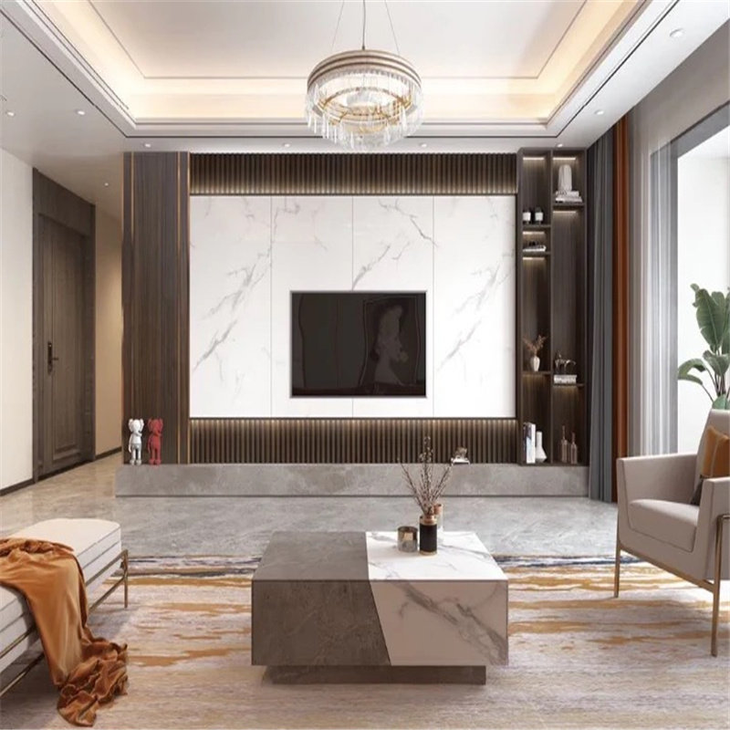 Simple and modern light luxury with large slab tiles 900X1800 slate living room matte jazz white background wall tiles