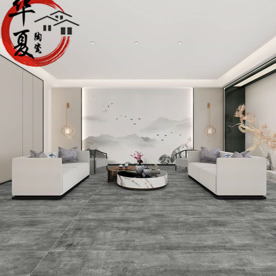 Simple and modern indoor whole body with textured floor tiles 800x2400 tile large slab one stone multi-sided TV background wall brick