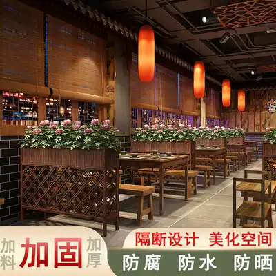 Anticorrosive wood flower box fence outdoor solid wood fence restaurant fence cafe interior decoration dining room partition flower stand