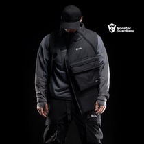 MonsterGuardians functional wind workwear cotton vest mens autumn and winter stand collar diagonal zipper sports sleeveless jacket