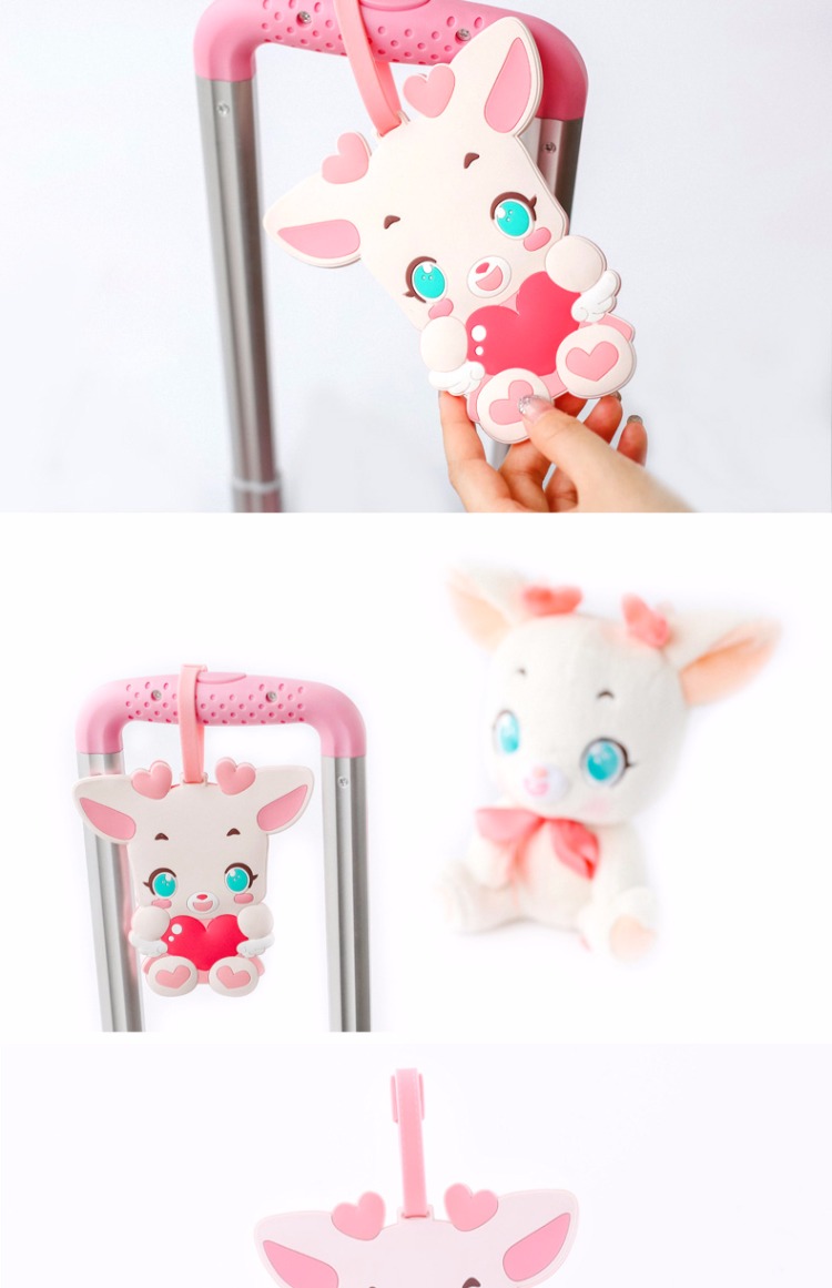 Deer Almonds đích thực Thẻ lên máy bay dễ thương Phim hoạt hình vali hành lý thẻ hành lý hình dán sticker