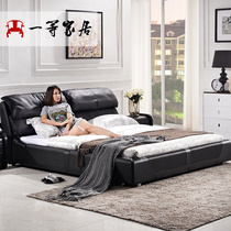First-class furniture header level leather bed 1 5 m 1 8 meters double big small leather soft nuptial bed