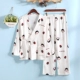 Bộ đồ ngủ nữ mùa xuân và mùa thu sợi cotton tinh khiết mùa hè sợi cotton phong cách Nhật Bản kimono thuần cotton sợi cotton mỏng Nhật Bản trắng phục vụ tại nhà - Cha mẹ và con