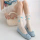 ຫ້ອງຮຽນກາງຄືນສີຂາວ lace socks ແມ່ຍິງ summer ບາງກາງ calf breathable bow ເຊື້ອເຫັດ heap socks