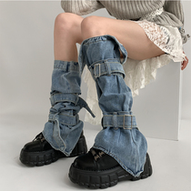 Night teaching room denim leg covers y2k subculture blue hot girl socks pile socks womens spring and autumn calf socks