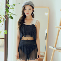 Clearance black bikini three-piece women gather small fragrant skirt split swimsuit Korean INS hot spring swimsuit
