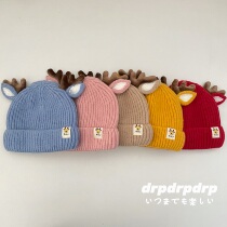 drpdrpdrp Christmas antlers baby hat winter warm ear protection men and women super cute baby head cap