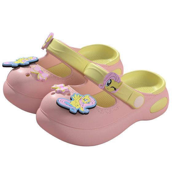 正版小马宝莉女款凉鞋包头洞洞鞋防滑踩屎感女孩子外穿儿童拖鞋夏