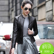 Кожаная куртка 2017新款春秋真皮皮衣女 机车绵羊皮修身短款皮夹克小皮衣外套 Otell