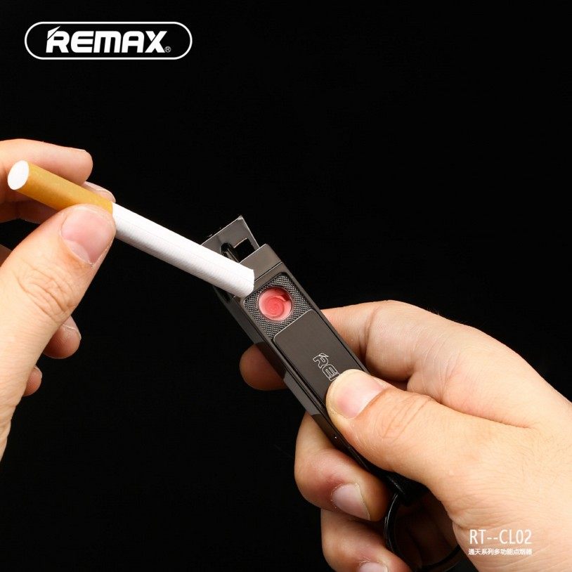 Remax core USB charging multi-function cigarette lighter ignition, bottle opening, banknote inspection, ear spoon keychain, black gold