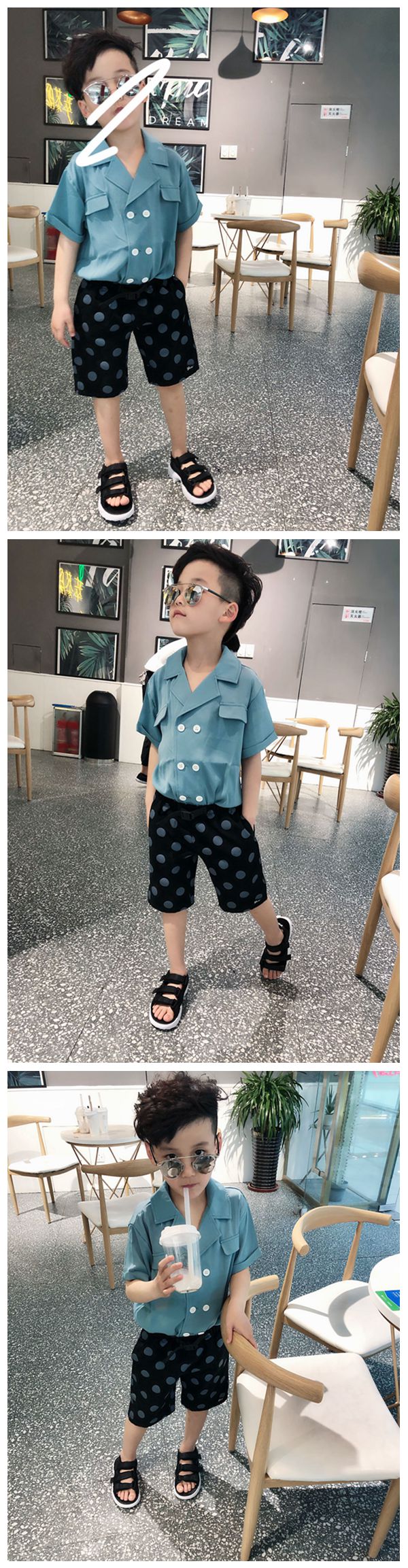 Áo thun bé trai Hàn Quốc rộng rãi 2019 hè trẻ em áo đôi ngực áo sơ mi nữ quần áo thủy triều - Áo sơ mi đồ cho bé gái