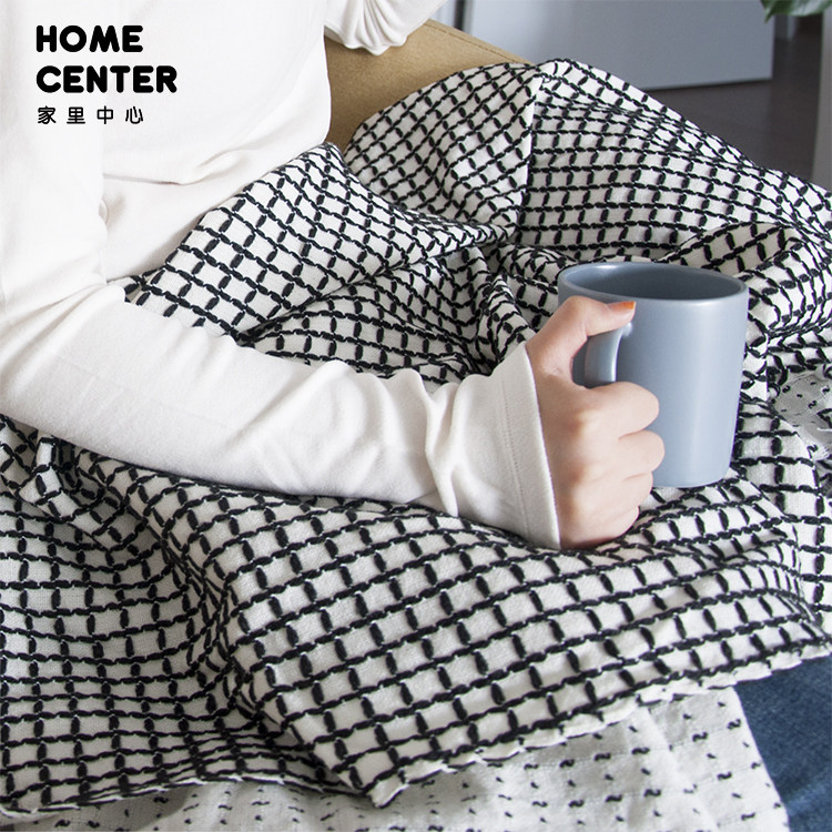 Home Center Autumn Winter Nordic Wind Black-and-white Flow Su Knit Blanket Casual Blanket Sofa Bed Upper Cover Blanket Modern Brief