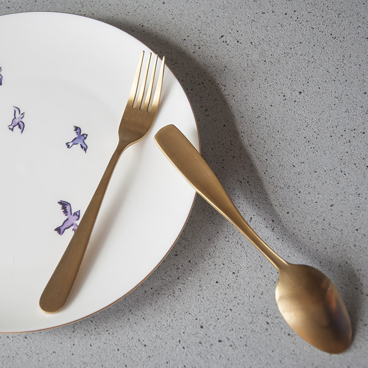 Home Center matt gold Stainless Steel Coffee Spoon Sweet Spoon Sugar Spoon Spoon Spoon Fruits Fork meals Inwind-Taobao