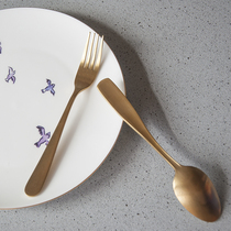Home center matte golden stainless steel coffee spoon dessert spoon sugar spoon spoon fruit fork meal ins Wind