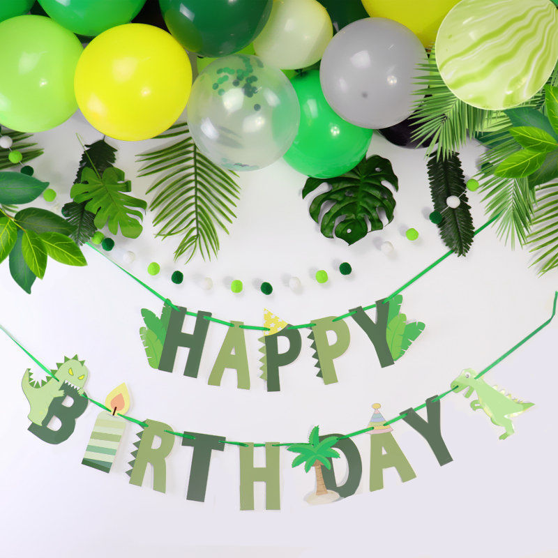 Dinosaur excavators space theme hanging flags Happy Birthday English letters Colourful Flags Party Decorations Banners Rawls