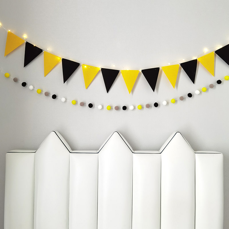 birthday decoration glowing pull flag boy girl baby one year old happy party retro triangle bunting children's room layout