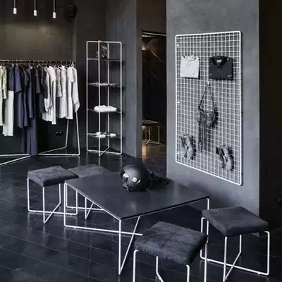 Clothing store wall display shelf iron grid hanging clothes jewelry shelves ins Nordic Net red shop decoration