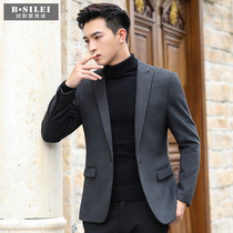 Casual suit mens coat slim wool coat Korean version of the trend business mens small suit top single autumn and winter