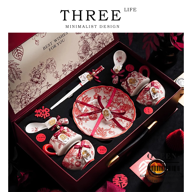 Tlife·Queen·Tableware Set, Wedding Gift for the Bride, Bowls, Plates, Chopsticks, Wedding Gift | Queen Tlife·Queen·Tableware Set, Wedding Gift for the Bride, Bowls, Plates, Chopsticks, Wedding Gift | Queen