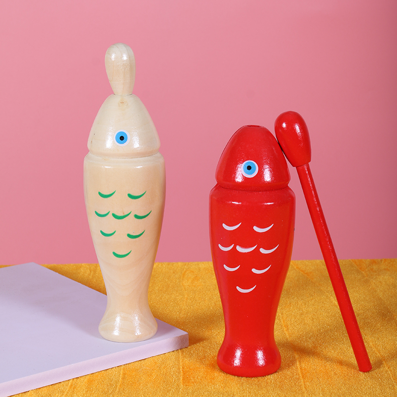 Roland Weiwei Children Wood Fish Percussion Instruments Kindergarten Music Teaching Aids Solid Wood Loud barrel Music Toy Toy Bang puzzle