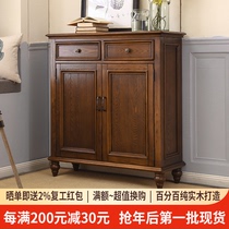 American Solid Wood Large Capacity Shoe Cabinet Countryside Retro Home Doorway Economical living room with Xuanguan lockers