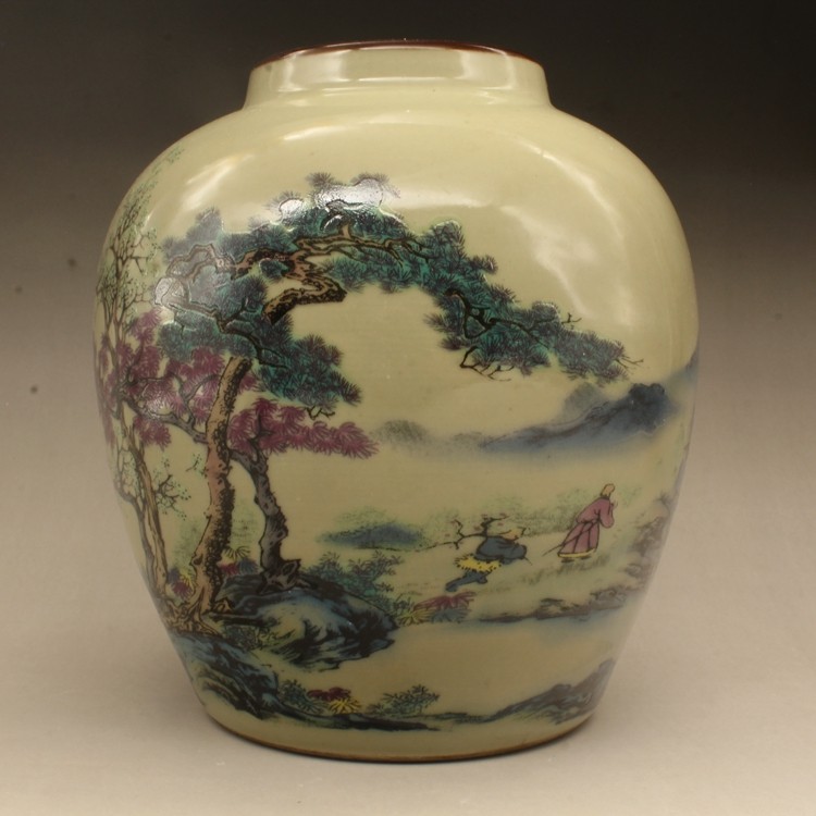 Promotion of Qingguang Powder Color Character Stories Pot Ancient Play Antique Antique Porcelain Pendulum collection