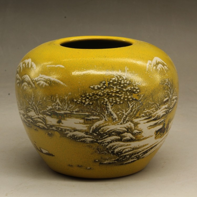 Guilan's Yellow Glazed Snow Scenery Wash Antique Antique Antique Antique Fabric for the Old Collection