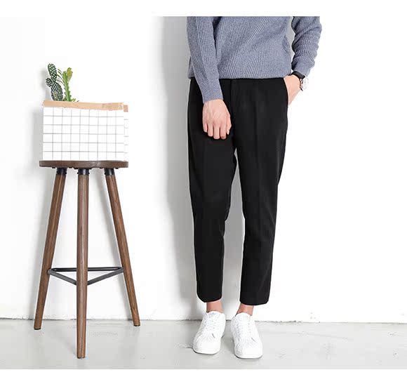Quần len nam dày chân giản dị Quần nam mùa đông nón cà rốt Quần nam chín quần nam 9 quần lỏng quần short nam