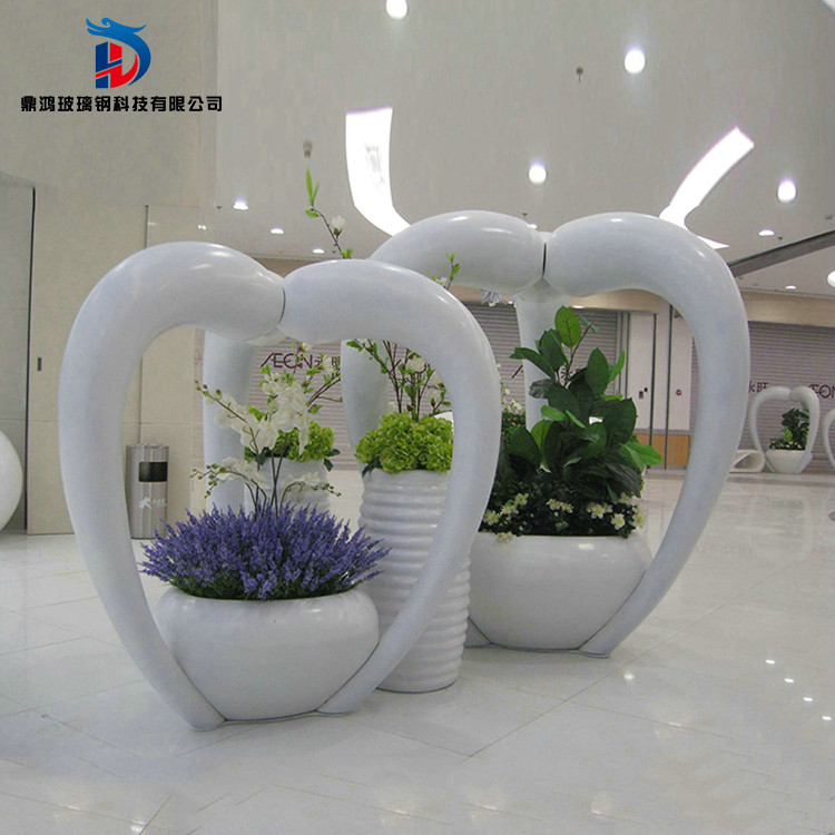 Glass Fiber Flowerpots Heart-shaped Floral large mall Hotel Decorative Swing Accessories Creative Floral Wedding Floor Big Vase