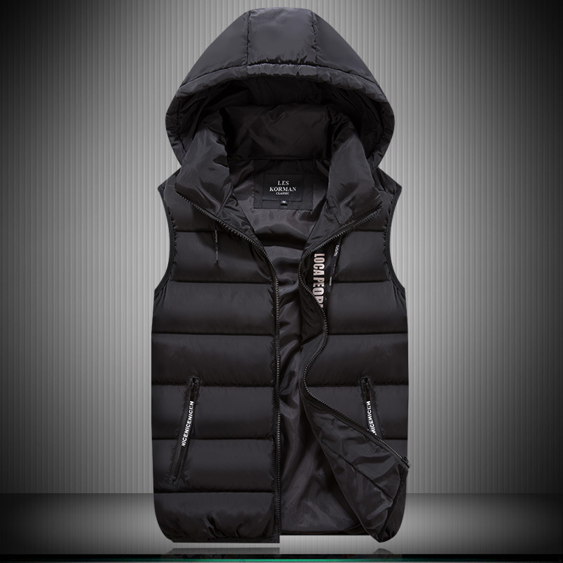 Winter Cotton Vest for Men, Hooded, Loose Fit, Thickened, Korean Style Trendy down Cotton Sleeveless Jacket