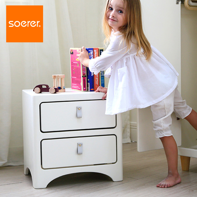 soerer Baby room Bedside cabinet Bedside cabinet Nordic color pink white gray small underwear toy storage cabinet