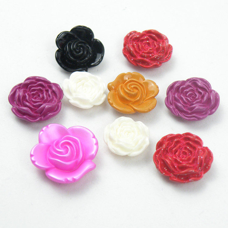 Resin Stereo Rose button Flowers Dark eye button Lady Great Coat Windsuit Pyjamas Shoes Cap Floral Color