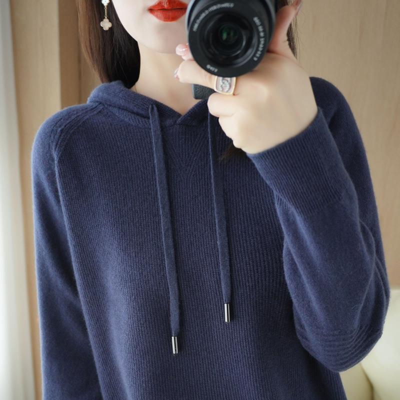 Spring and Autumn Casual Hooded Knitwear Women's Sweatshirt 2026 New Long-Sleeved Hoodie Outer Wear Loose Short Hooded Sweater