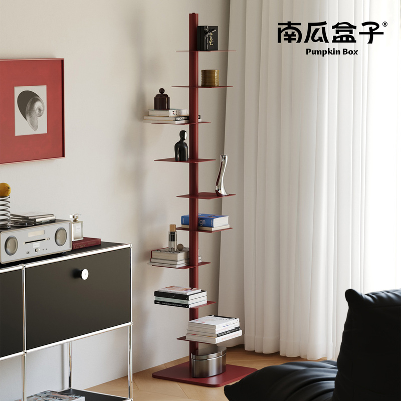 Floor-Standing Bookshelf for Home Use in Small Apartments, Corner Multi-Layer Iron Storage Rack, Narrow Rotating Shelf for Living Room and Study Floor-Standing Bookshelf for Home Use in Small Apartments, Corner Multi-Layer Iron Storage Rack, Narrow Rotating Shelf for Living Room and Study