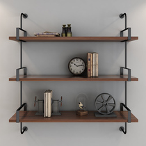 Retro Wall Bookcase Bearing Gravity Strong Multilayer Iron Art Lined Partition Shelf Bedroom Balcony Wall-mounted Shelve Shelf