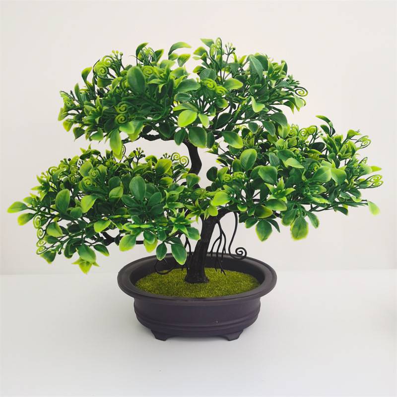 Artificial Money Tree Bonsai for Living Room, Artificial Plant Small Welcoming Pine Fake Tree Desktop Micro Landscape Decoration Ornament