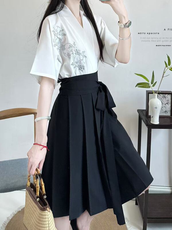 Nanyu Ling [Qingyun] Original Hanfu for Women, Modernized Chinese Style, Summer Han Elements, Commuting, Daily Wear, Short Pleated Skirt