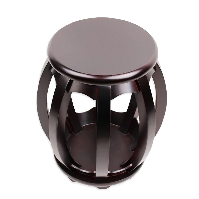 Guzheng stool retro round stool antique wood mound bench purple sandalwood color solid wood round stool to practice the guzheng stool