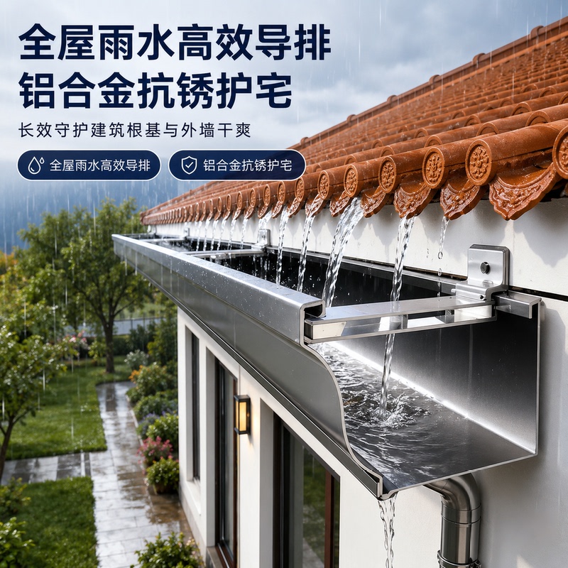 Aluminum Alloy Gutter Rainwater Channel Roof Drainage Corrosion-Resistant Rust-Proof High Quality Excellent Price in Stock Fast Delivery Direct from Manufacturer