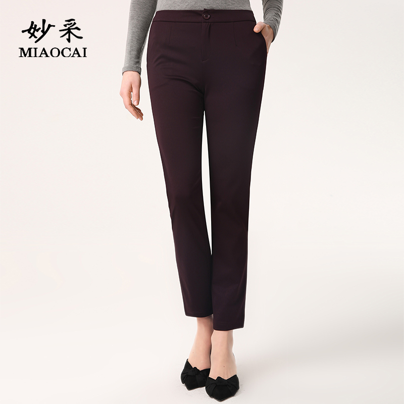 Miaocai flagship store mom pants spring and summer 2019 new fashion middle-aged women's pants spring and autumn Western style casual pants thin