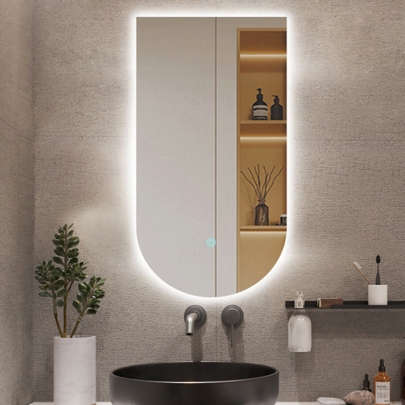 Arch Smart Mirror Toilet Mirror with Lights Defog Household Wall Hanging Creative Toilet Bathroom Mirror Cosmetic Mirror