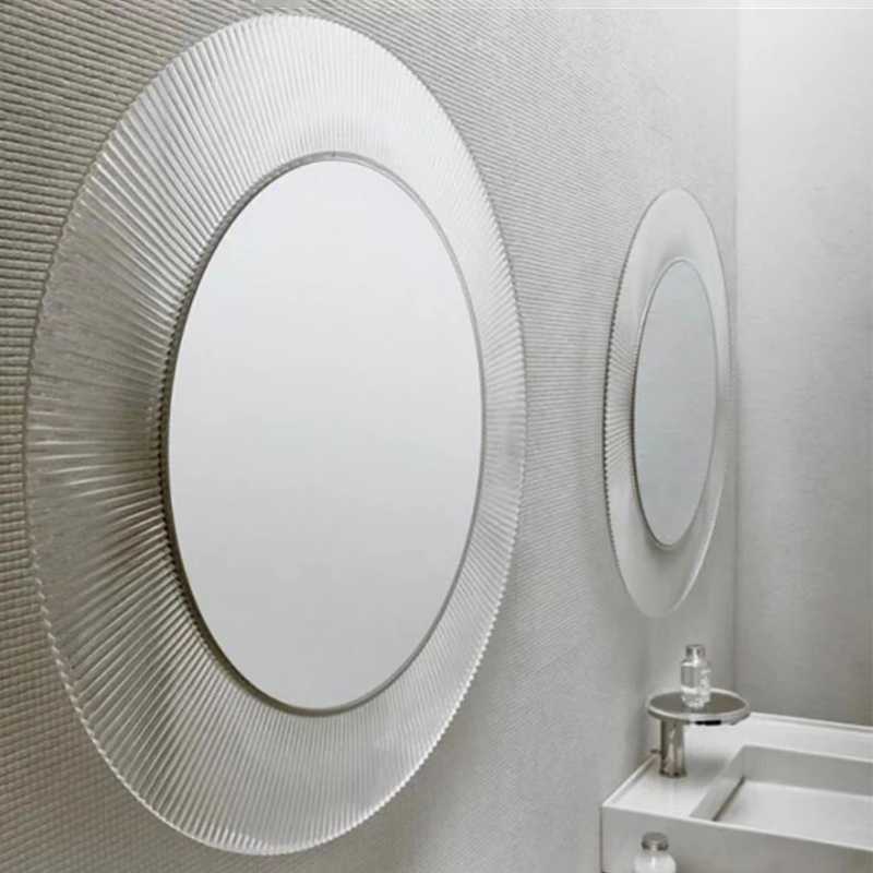 Half-time mirror decoration European retro modern minimalist wall-mounted round luminous wall-mounted mirror bathroom mirror dressing mirror round mirror