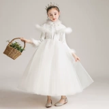 Белое платье девочки цветочницы, зимний наряд маленькой принцессы, увеличенная толщина, из фатина, подарок на день рождения