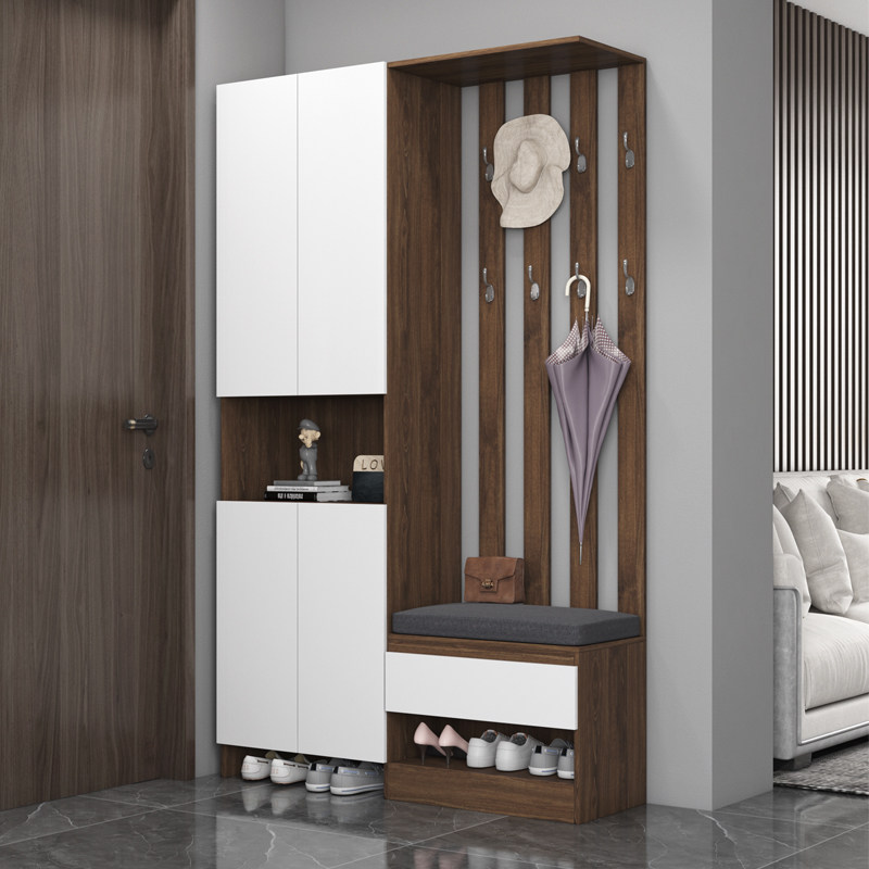Portal cabinet shoe cabinet integrated partition cabinet with stool can sit light luxury foyer living room screen shoe cabinet (package installation)