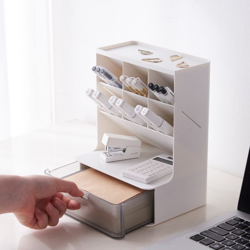 Inclined plug-in pen holder storage box student children boys and girls office desktop large-capacity pen barrel stationery pen holder