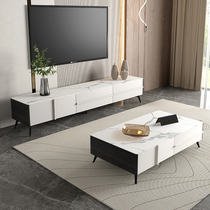 Rock board coffee table simple modern small apartment living room coffee table table black and white Nordic marble coffee table TV cabinet combination